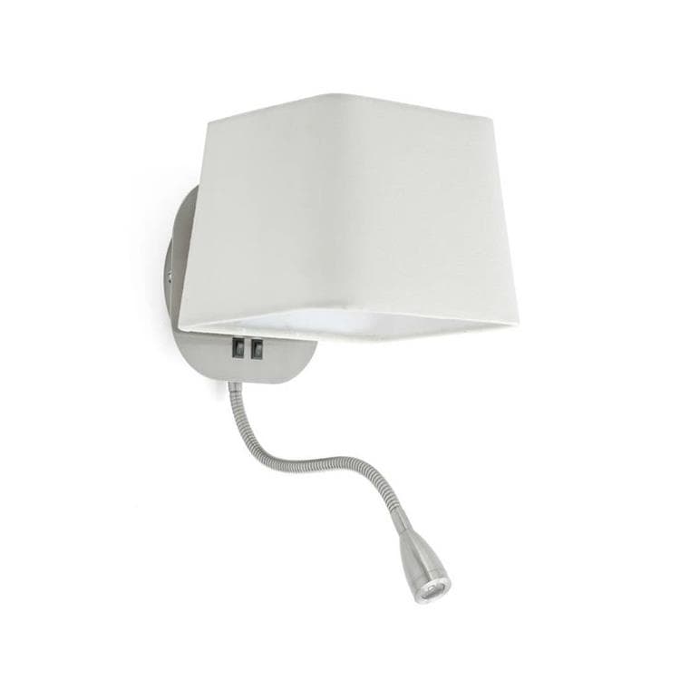 SWEET Applique Murale Avec Liseuse LED H45cm Nickel Mat Et Blanc Faro