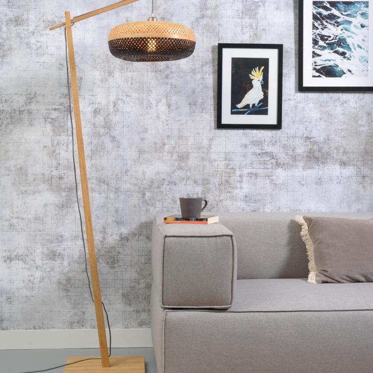 Lampadaire Bambou H176cm PALAWAN Naturel et Noir