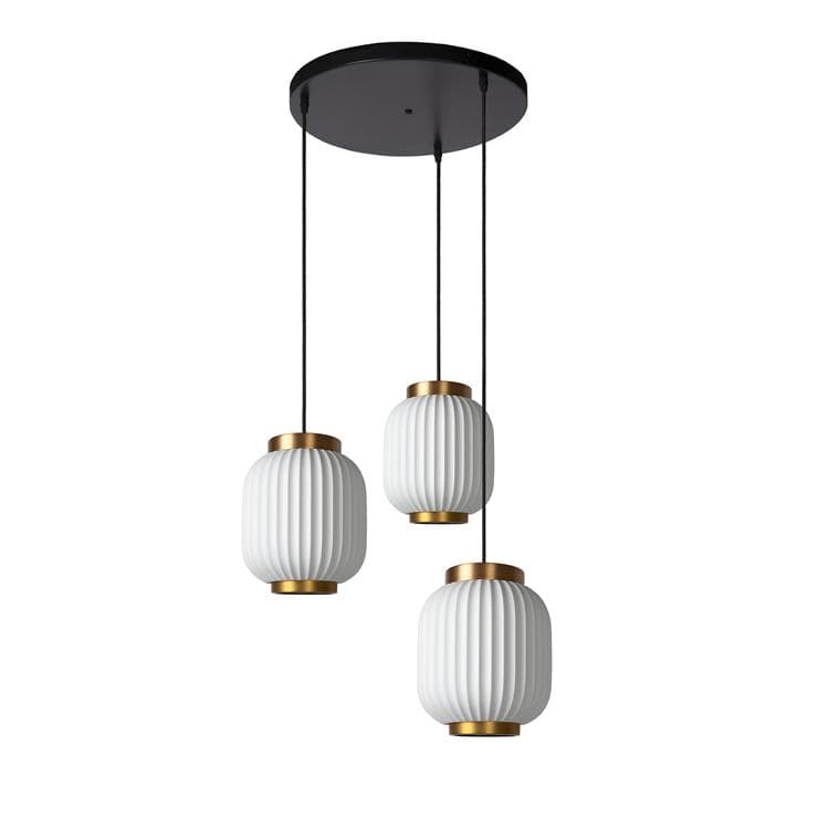 GOSSE-Suspension Grappe Porcelaine 3 lumières Ø40cm