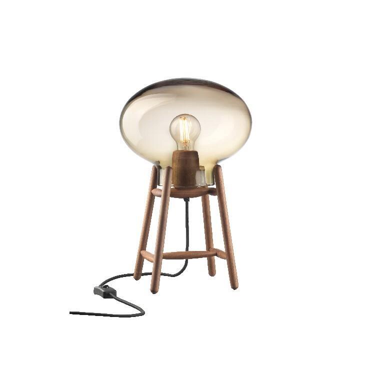 Lampe à poser 4 pieds Bois/Verre H39.6cm U4 HITI Noyer nature cobber