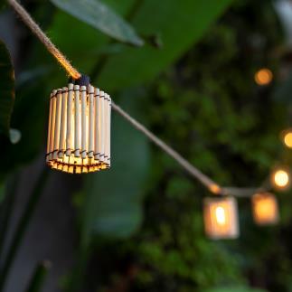 Guirlande lumineuse solaire et avec prise bambou naturel 10 abat-jour –