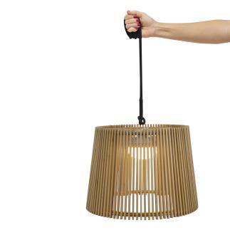 PAILLOTE Suspension ou lampe à poser d'extérieur LED solaire Boule fibre  synthétique Ø40cm naturel Maiori - LightOnline