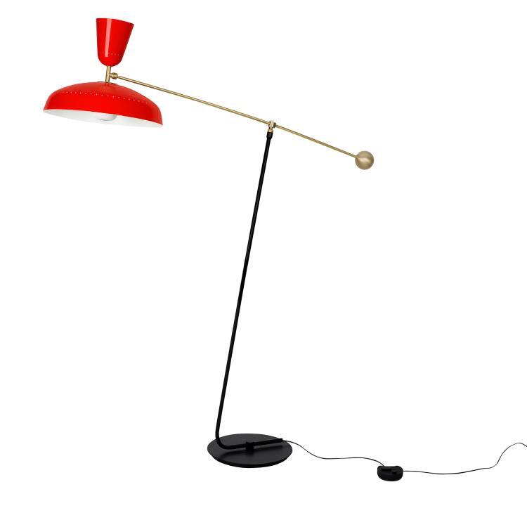 Lampadaire déporté 2 lumières LED Métal H 120cm G1 Vermilion Red