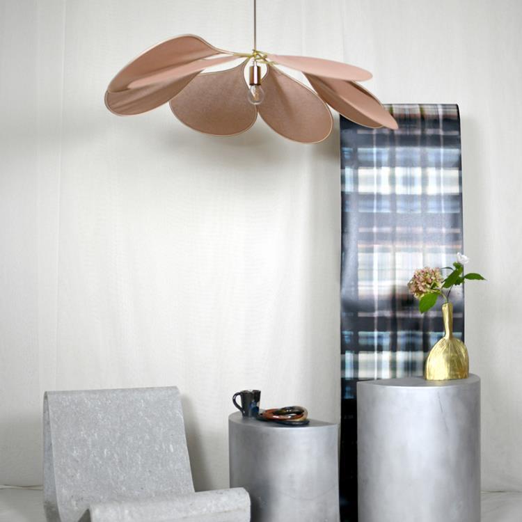 Suspension Coton/Laiton Ø80cm avec tige 100cm L'ORIGINELLE Blush