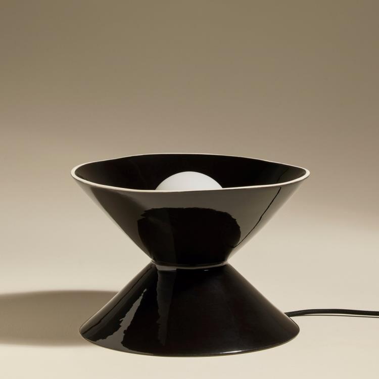 Lampe à poser Céramique/Verre H19cm SABLIER Noir