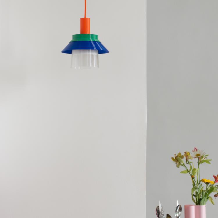 Suspension matériaux recyclés Ø20cm ROMI Câble orange / Vert / Bleu / Blanc