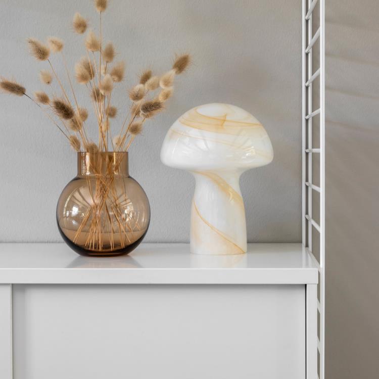 Lampe à poser Verre H20cm FUNGO 16 SWIRL beige blanc