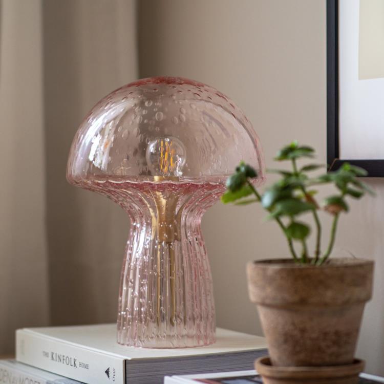 Lampe à poser Edition Spéciale Métal/Verre H30cm FUNGO 22 Rose / Laiton brossé