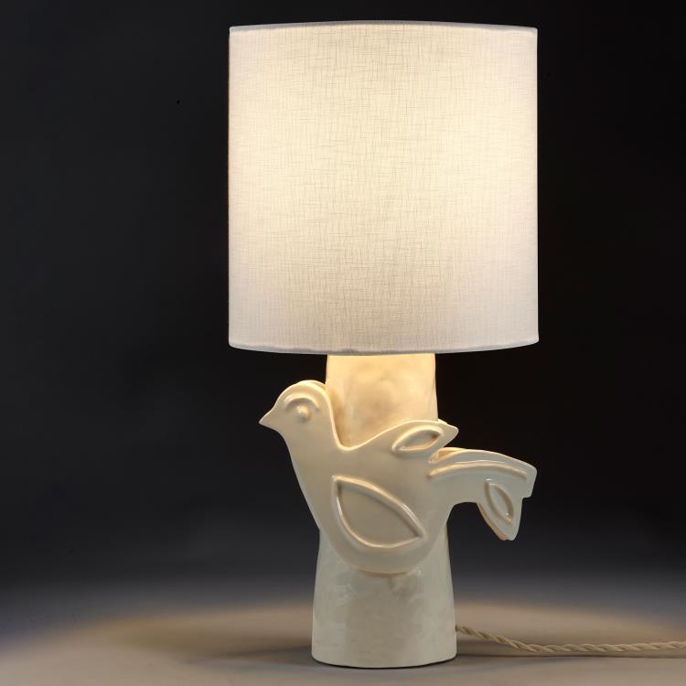 Lampe de table H52cm PALOMA blanc et blanc