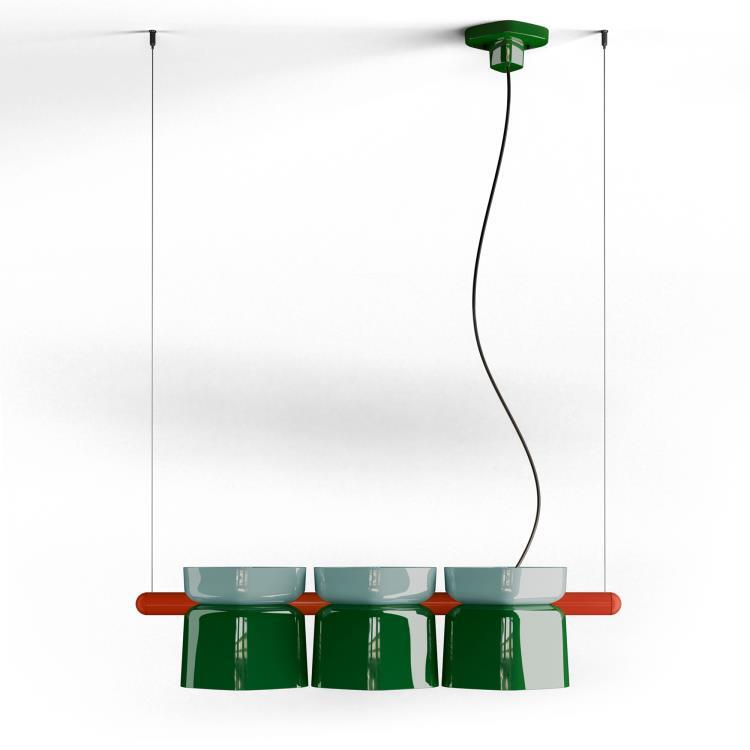 Suspension Céramique L130cm YAKITORI bleu vert rouge