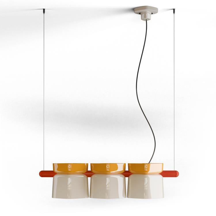 Suspension Céramique L130cm YAKITORI Rouge/Jaune/Crème