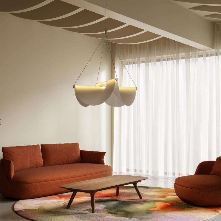 Suspension tricottée en 3D en polyester L78cm DRAPE LIGHT Blanc