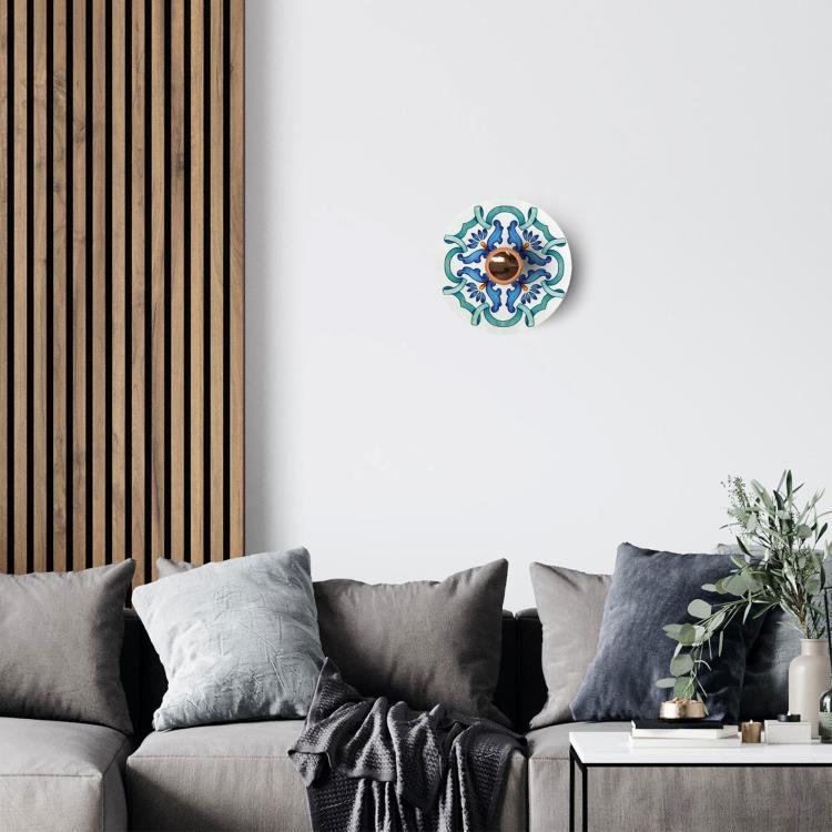 Applique murale avec mini plateau avec motifs Majoliques Ø24cm MAJOLIQUES Bleu