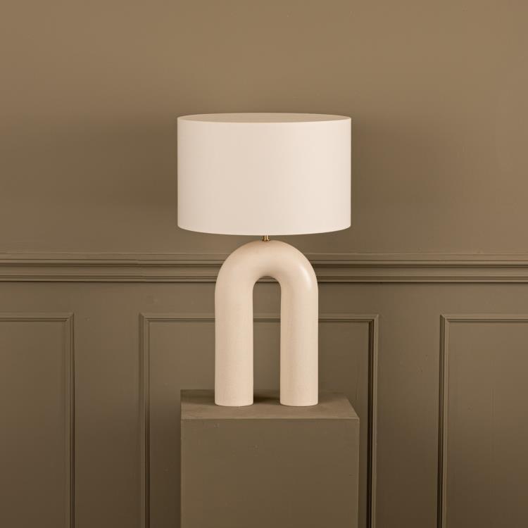 Lampe à poser Céramique/Coton H67cm ARKO Céramique - Ecru