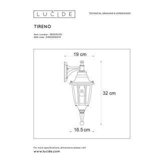 TIRENO Applique d'extérieur Montante Métal H32cm Noir Lucide - LightOnline